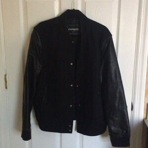 Express Black Coat with faux Leather Accents